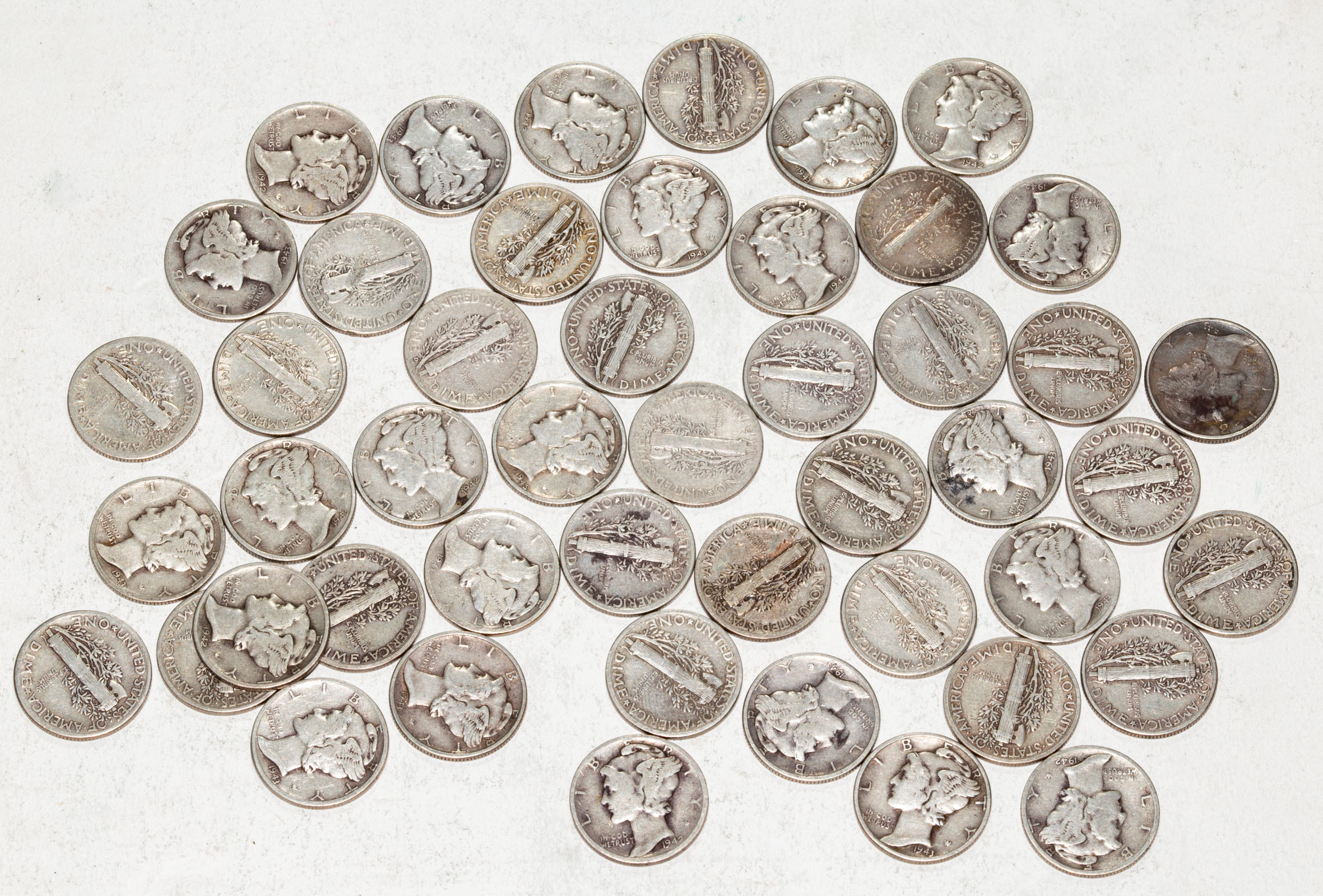 48 MERCURY DIMES Dates in 1940s.