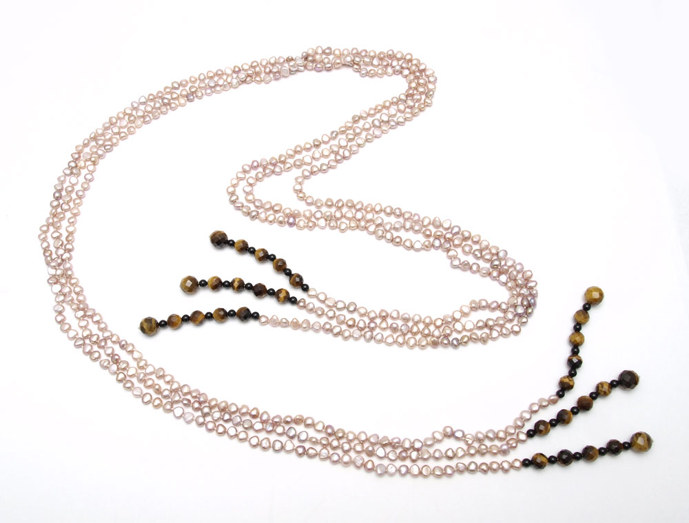 48'' PEARL & TIGER EYE QUARTZ