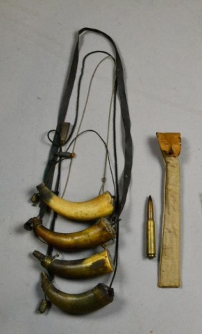 (4)Antique Powder Horns & Marbles