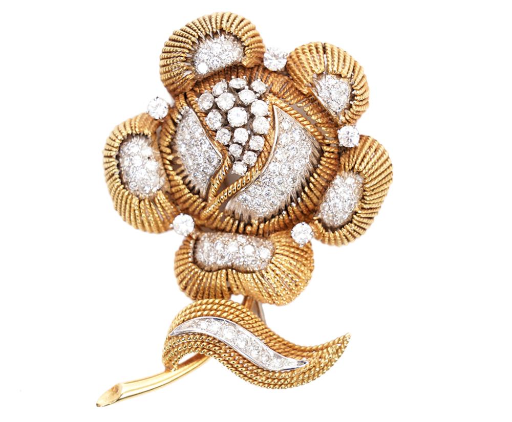 4CT. DIAMOND & 18K YG FLORAL