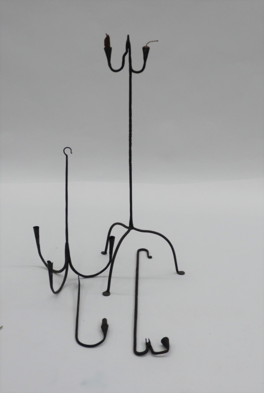 4PC 18C. WROUGHT IRON RUSH CANDLE