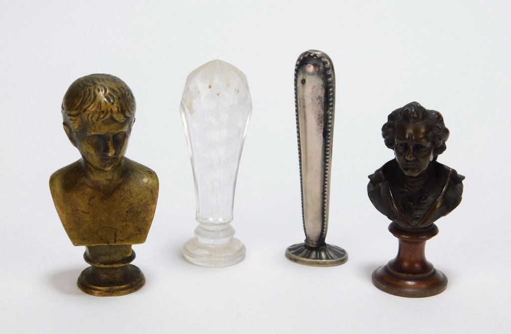 4PC 19C EUROPEAN WAX SEAL STAMPS