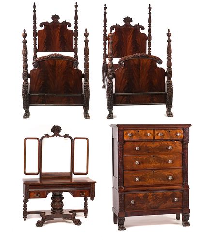 4PC ACANTHUS CARVED BEDROOM