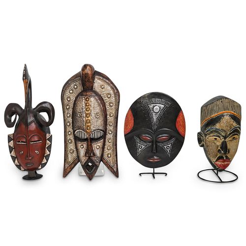 (4PC) AFRICA CARVED WOOD