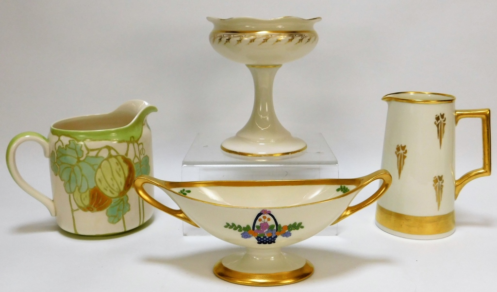 4PC AMERICAN BELLEEK PITCHER VASE