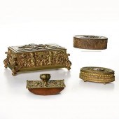 4PC ART DECO METAL CHEST, JEWE