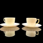 4PC BELLEEK CERAMIC TEACUPS AN