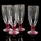 4PC BOHEMIA CRYSTAL WINE GLASS
