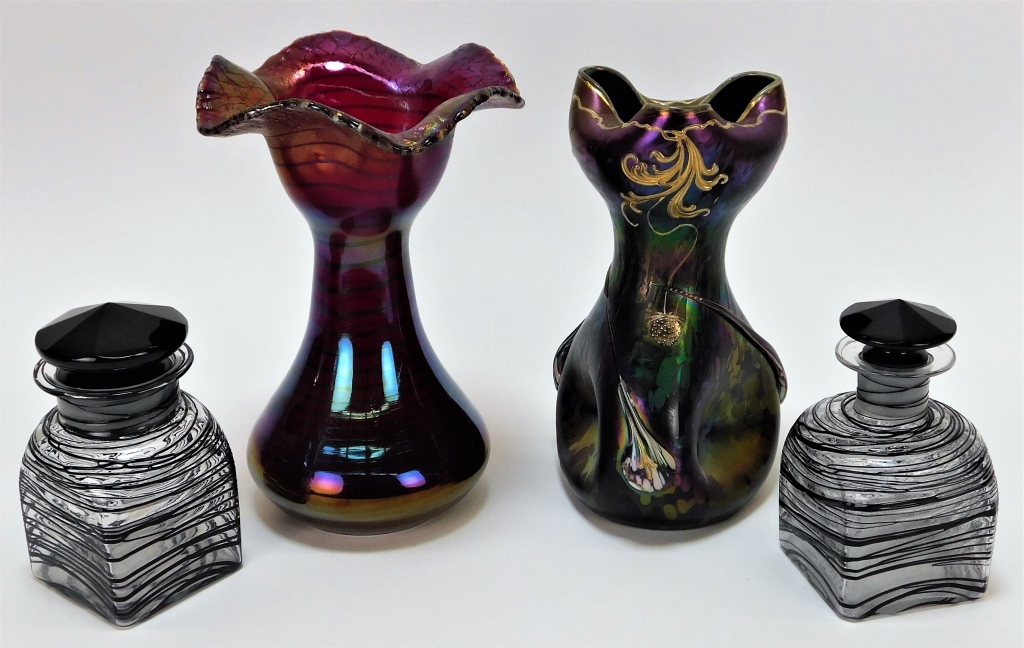 4PC BOHEMIAN CZECH OIL SLICK ART