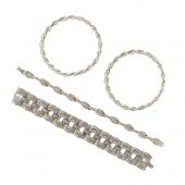 4PC BRACELET GROUP: 2 ART DECO