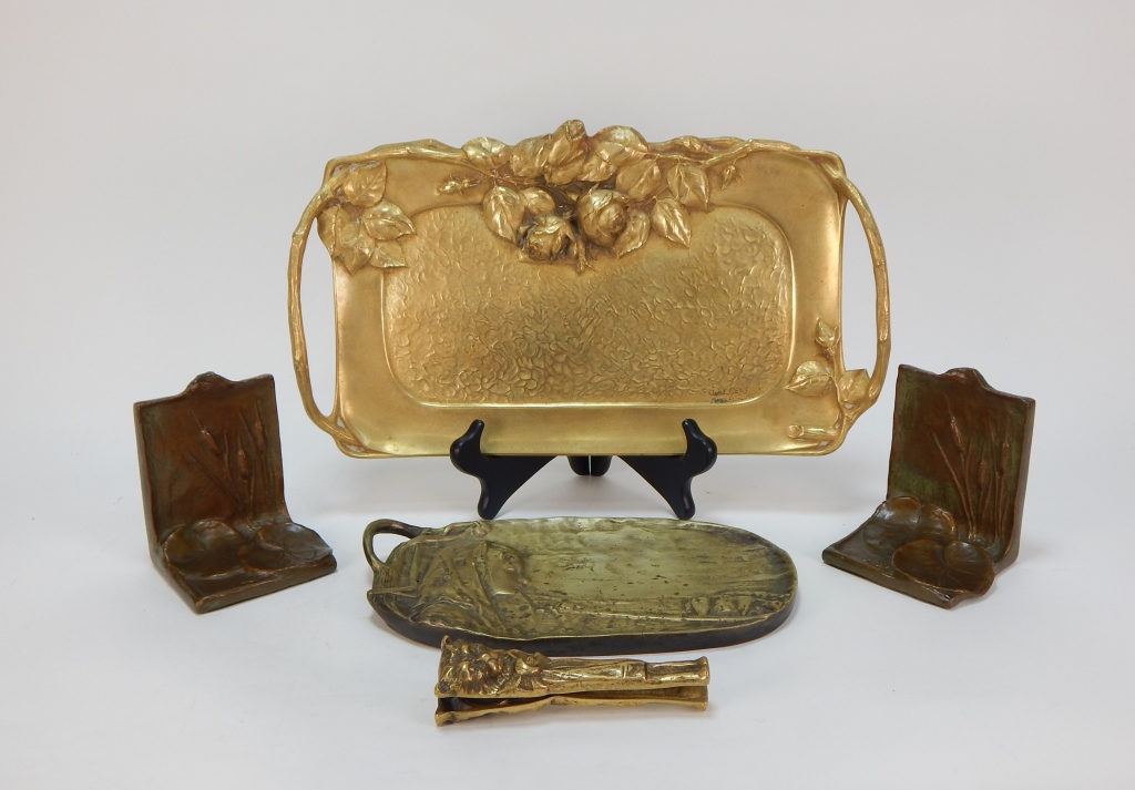 4PC BRONZE ART NOUVEAU PIN TRAY