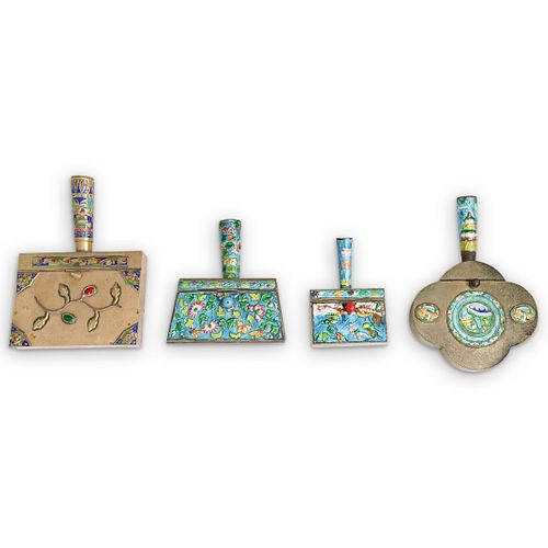 (4PC) CHINESE ENAMELED SILENT