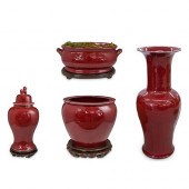 (4PC) CHINESE OXBLOOD PORCELAI