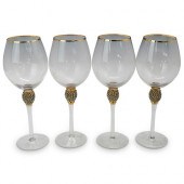 (4PC) CRYSTAL ACCENTED WINE GL