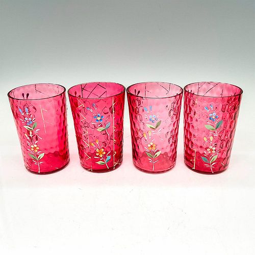 4PC DOT OPTIC CRANBERRY GLASSES