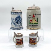 4PC GERMAN BEER STEINS, SCHROB