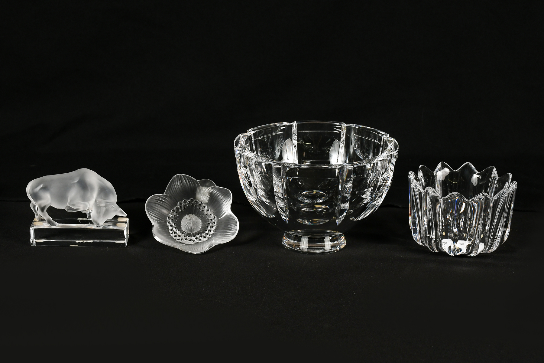 4PC. GLASS - 2 ORREFORS, 2 LALIQUE: