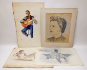 4PC GORDON STEELE WC PAINTING