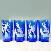 4PC HAZEL ATLAS COBALT BLUE GL