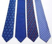 4PC HERMES BLUE SILK NECKTIE G