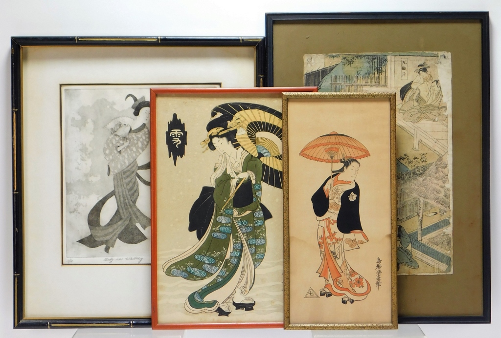 4PC JAPANESE GEISHA WOODBLOCKS &