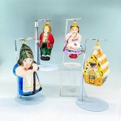 4PC KOMOZJA GLASS ORNAMENTS, H