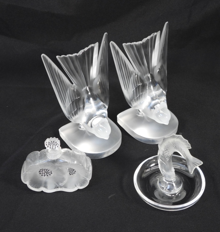 4PC LALIQUE ART GLASS TABLE