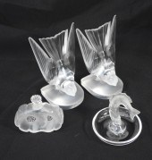 4PC LALIQUE ART GLASS TABLE AR