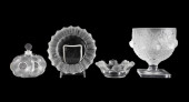 4PC LALIQUE FROSTED GLASS TABL