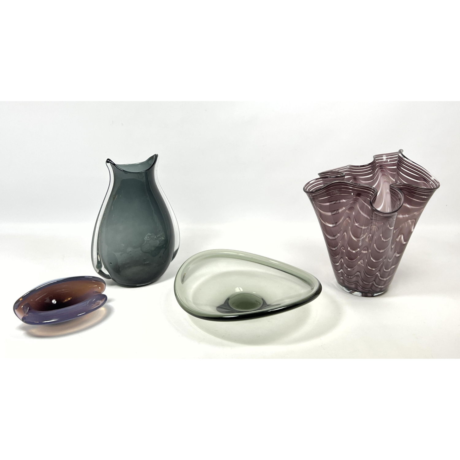 4pc Modern Design Art Glass Lot.