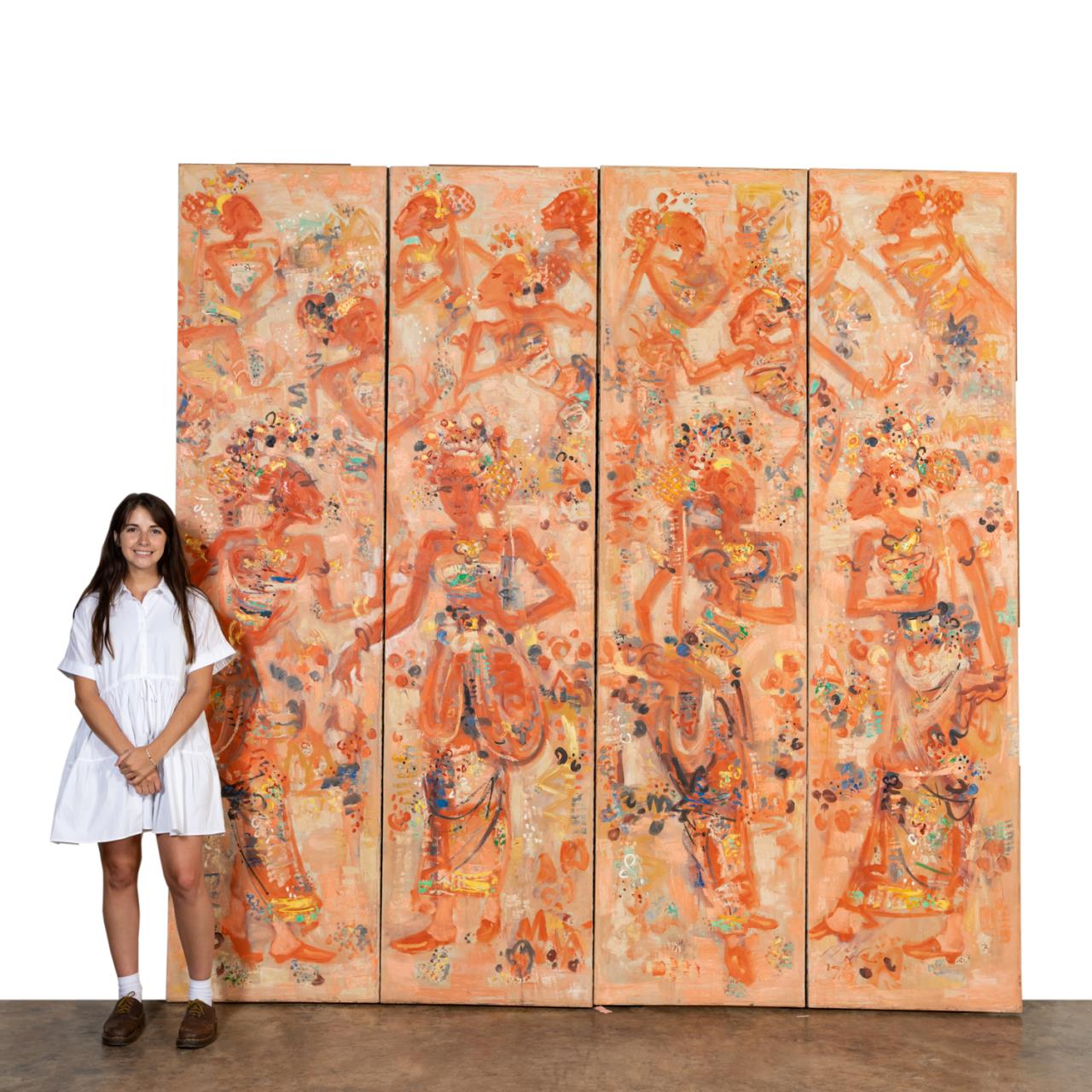 4PC MONUMENTAL "BALINESE DANCERS"