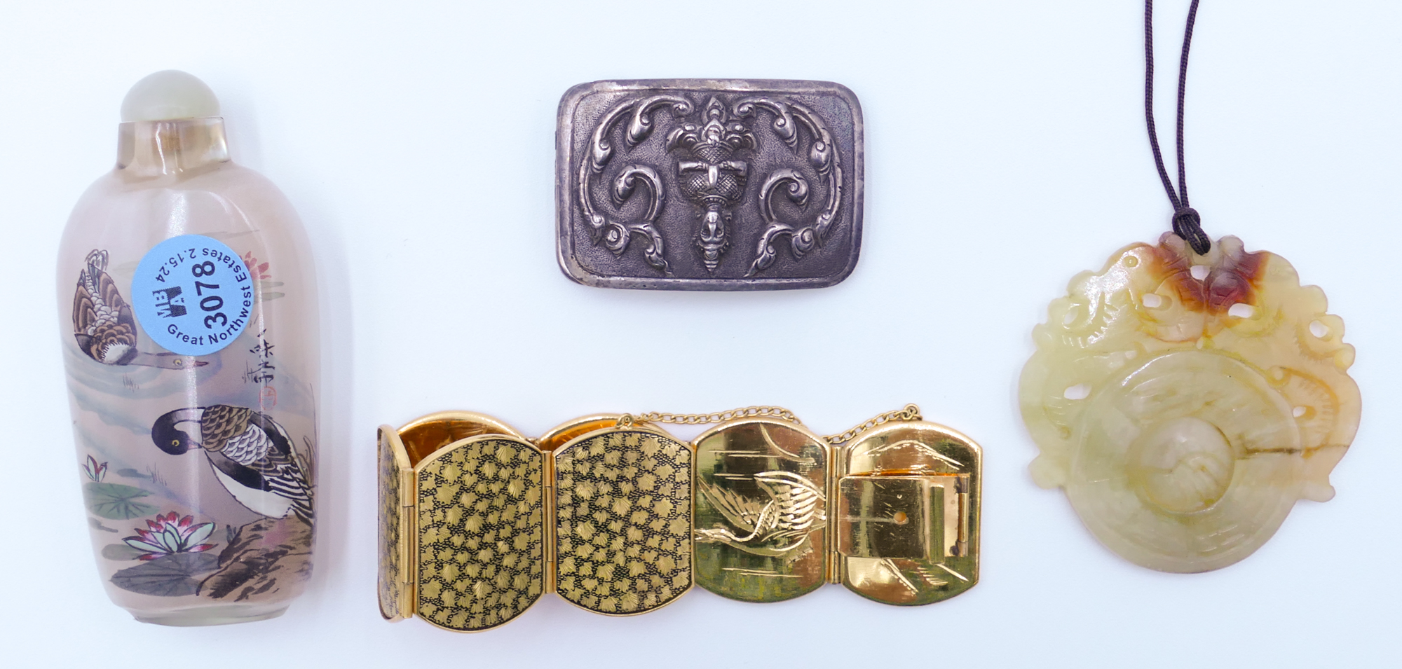 4pc Old Asian Jewelry and Snuff