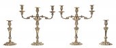 4PC PAIR SILVER GILT CANDELABR