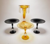4PC PAIRPOINT BLACK & AMBER GL