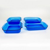 4PC PYREX COBALT BLUE GLASS BA