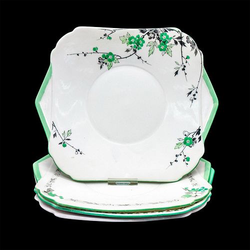 4PC SHELLEY ENGLAND PLATES, GREEN