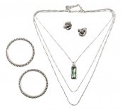 4PC SILVER TONE JEWELRY GROUP;