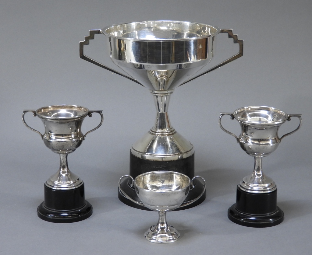 4PC STERLING SILVER ART DECO TROPHY