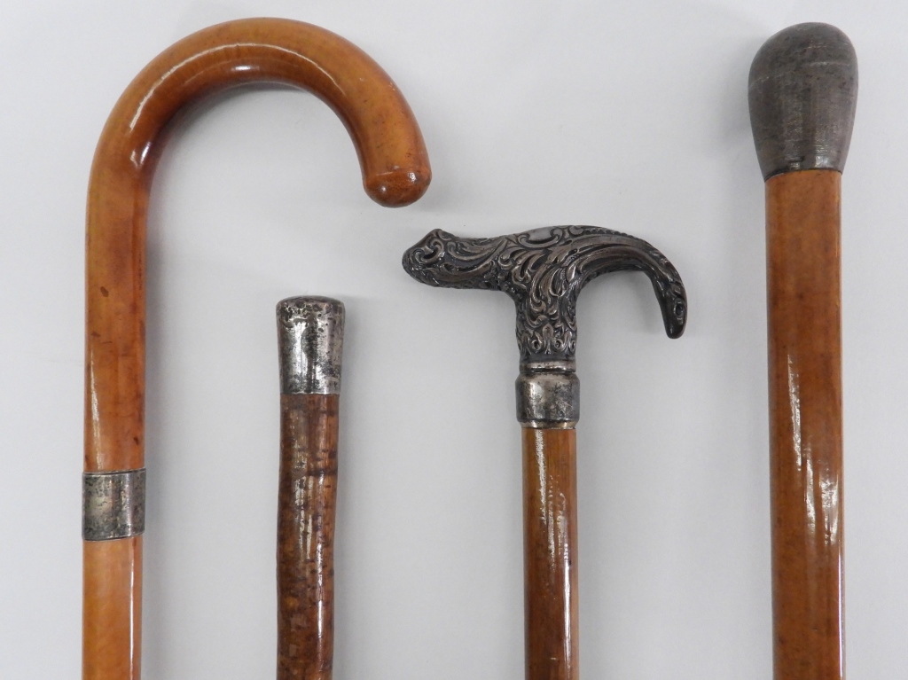4PC STERLING SILVER HANDLED CANE