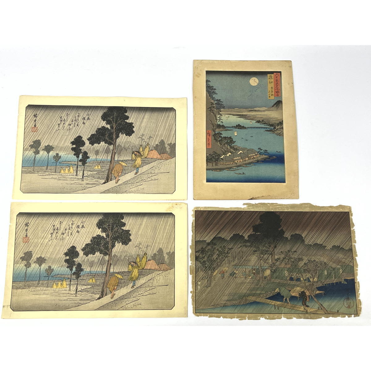 4pc UTAGAWA HIROSHIGE Japanese Wood