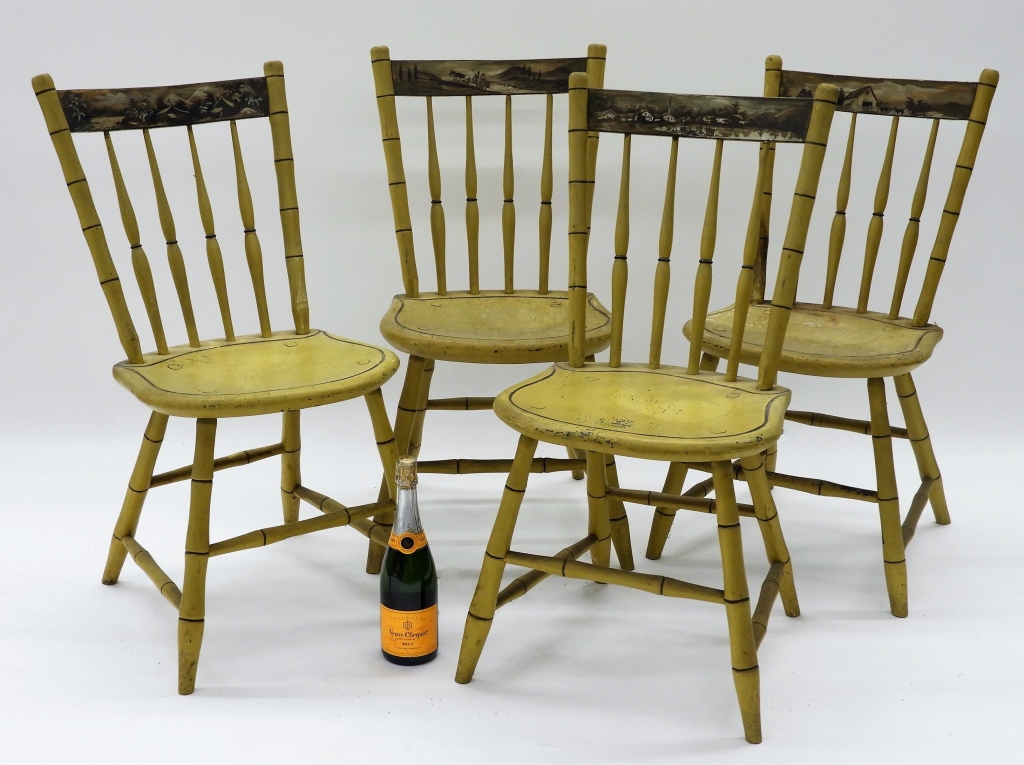 4PC YELLOW PAINTED LANDSCAPE