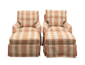 4PCS, BAKER PLAID UPHOLSTERED