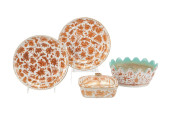4PCS CHINESE ORANGE GLAZED POR