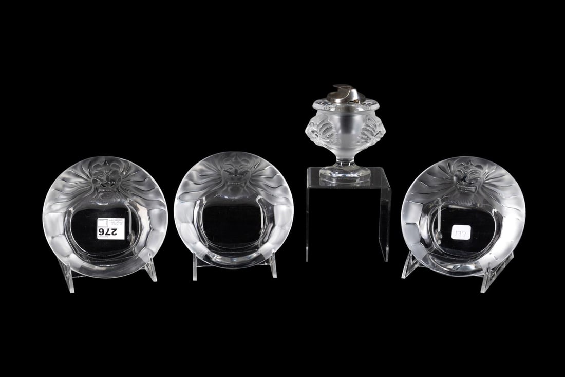 4PCS LALIQUE 'TETE DE LION' SMOKING