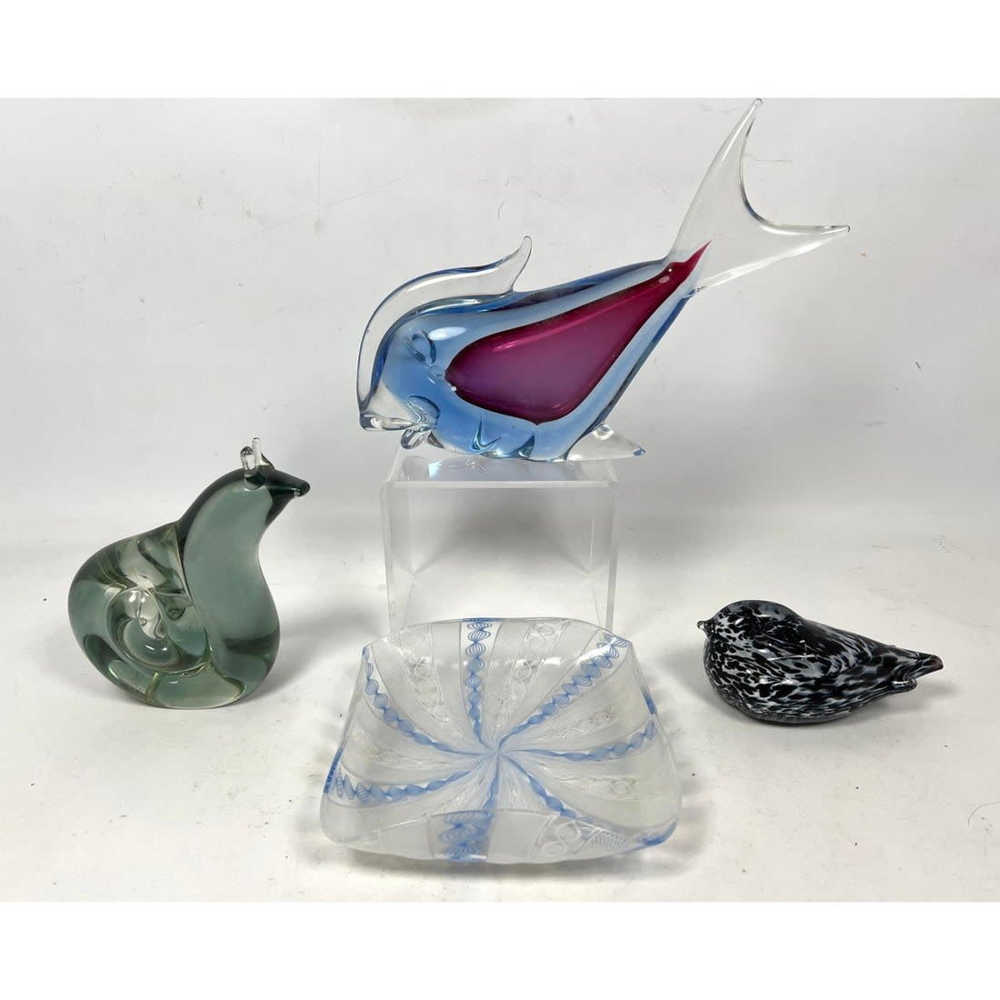 4pcs Murano Glass. Cased glass