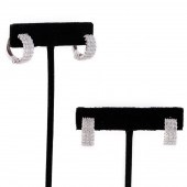 4PCS, TWO PAIRS 14K WHITE GOLD