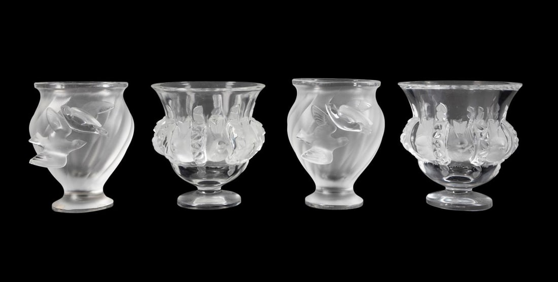 4PCS TWO PAIRS OF LALIQUE VASES