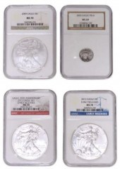 (4)US COINS P$10 & $1 EAGLE NG
