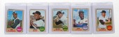 5 1968 BASEBALL CARDS MANTLE M