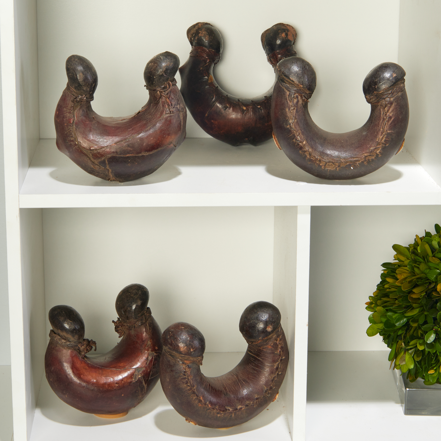 (5) AFRICAN LEATHER RATTLE